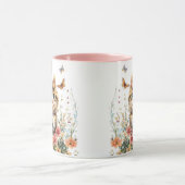 Cute Kitten en Fleurs - Adorable Chat Mug (Centre)