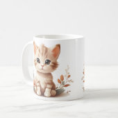 Cute Kitten et Fleurs Mug (Devant gauche)
