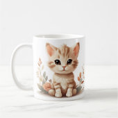 Cute Kitten et Fleurs Mug (Gauche)