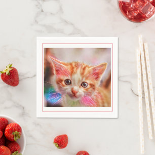 Cute Kitten Face Ginger Cat Servet