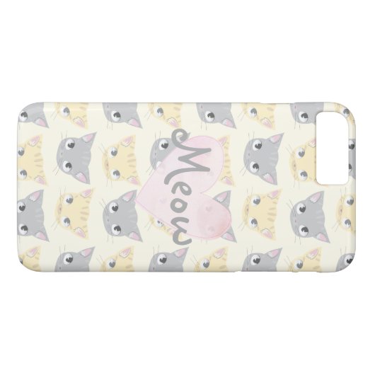 Cute Kitten Face Motif Meow Coque (Dos (Horizontal))
