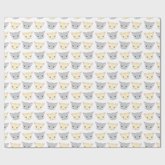 Cute Kitten Face Pattern Cat Lover Cadeaupapier (Vlak)