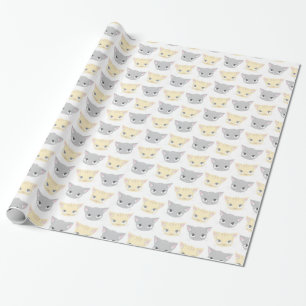 Cute Kitten Face Pattern Cat Lover Cadeaupapier