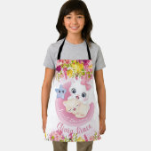 Cute Kitten Friends Blush Pink Flowers Custom Schort (Insitu)