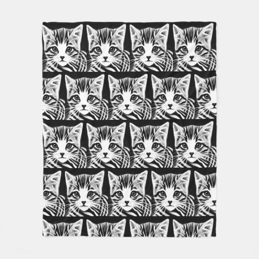 Cute kitten gestript zwart wit fleece deken (Voorkant)