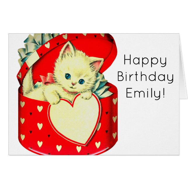 Cute Kitten Heart  Cat Retro Kat (Voorkant Horizontaal)