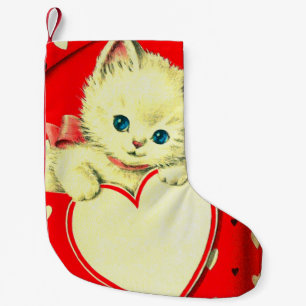Cute Kitten Heart  Cat Retro Kat Kleine Kerstsok