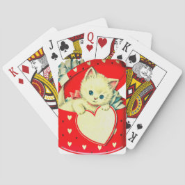 Cute Kitten Heart  Cat Retro Kat Pokerkaarten