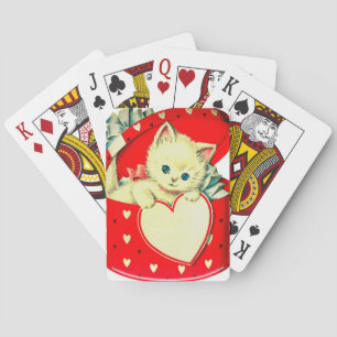 Cute Kitten Heart Cat Retro Kat Pokerkaarten