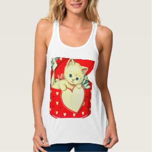 Cute Kitten Heart  Cat Retro Kat Tanktop