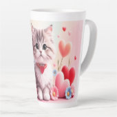 Cute kitten hearts flowers latte mok (Rechterhoek)