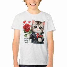 Cute Kitten Huwelijksaanzoek T-Shirt voor Kinderen
