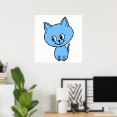 Cute Kitten, in Blue. Poster (Thuiskantoor)
