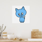 Cute Kitten, in Blue. Poster (Keuken)