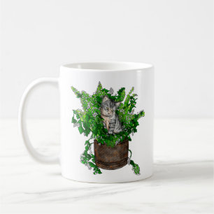 Cute Kitten in Catnip Pot Koffiemok