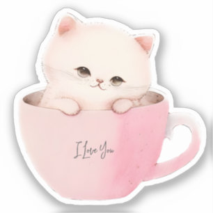 Cute Kitten in een Teacup Sticker