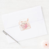 Cute Kitten in een Teacup Vierkante Sticker (Envelop)