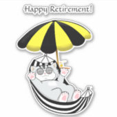 Cute Kitten in Hammock & Happy Retirement Text Sticker (Voorkant)