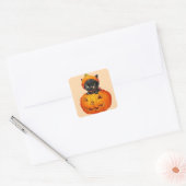 Cute kitten in pompoen Halloween Vierkante Sticker (Envelop)