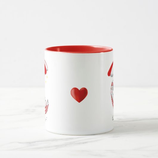 Cute Kitten in Red & White Hammock Mok (Midden)