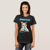Cute kitten in space artwork cat meme t-shirt (Voorkant volledig)
