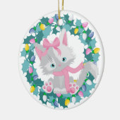 Cute Kitten in Wreath Keramisch Ornament (Links)