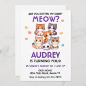Cute Kitten Invitation Anniversaire (Devant / Derrière)