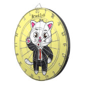 Cute kitten kat in business suit cartoon dartbord (Voorkant Rechts)