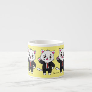 Cute kitten kat in business suit cartoon espresso kop