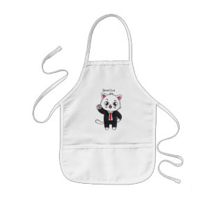 Cute kitten kat in business suit cartoon kinder schort