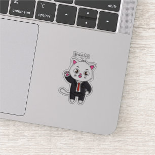 Cute kitten kat in business suit cartoon sticker