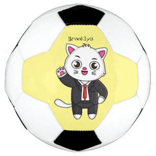 Cute kitten kat in business suit cartoon voetbal