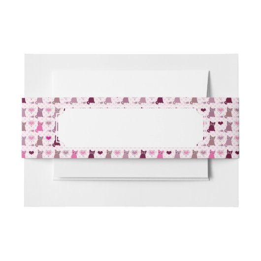 Cute kitten meisjespatroon uitnodigingen wikkel (Voorkant Voorbeeld)