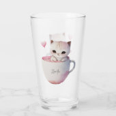 Cute Kitten met ballonhartslag Glas (Achterkant)