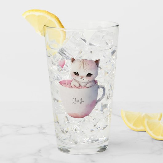 Cute Kitten met ballonhartslag Glas (Voorkant ijs)