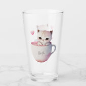 Cute Kitten met ballonhartslag Glas (Voorkant)