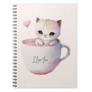 Cute Kitten met ballonhartslag Notitieboek