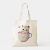 Cute Kitten met ballonhartslag Tote Bag (Achterkant)