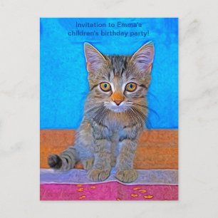 Cute kitten met grote ogen kinderen verjaardagspos briefkaart