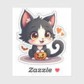 Cute Kitten noir et blanc - Sticker Éffrayant (Feuille)