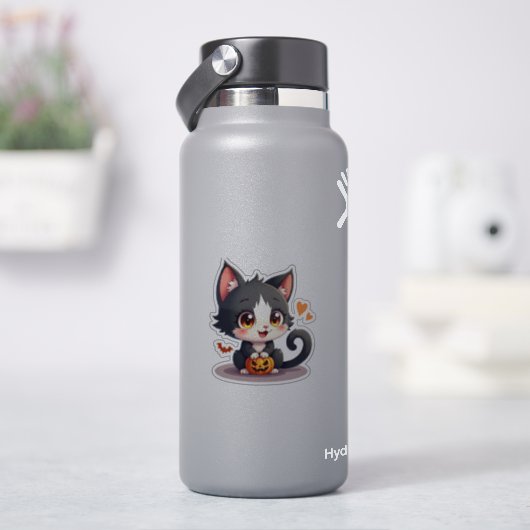 Cute Kitten noir et blanc - Sticker Éffrayant (HydroFlask)