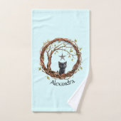 Cute Kitten noir regarder une étoile (Serviette à main)