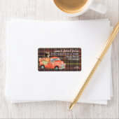 Cute kitten op Autumn truck plaid custom Etiket (Insitu)