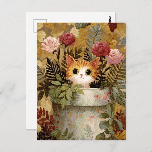 Cute Kitten Peeking From a Pot Briefkaart (Voorkant / Achterkant)