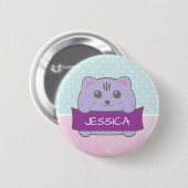 Cute Kitten Personalised Polka Dot Ronde Button 5,7 Cm (Voorkant /achterkant)