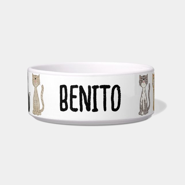 Cute Kitten Personalized Cat Bowl Voerbakje (Voorkant)