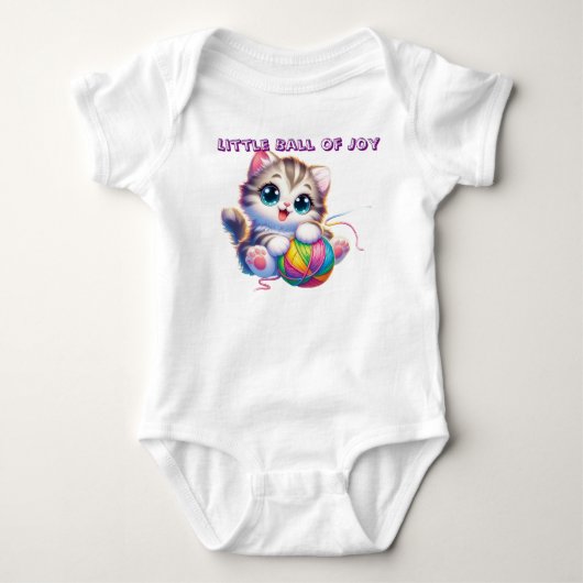 Cute Kitten Playing With Yarn Baby Bodysuit (Voorkant)