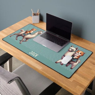 Cute Kitten Riding Fluffy Llama Nom personnalisé