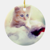 Cute Kitten Round-kerstdecoratie Keramisch Ornament (Achterkant)