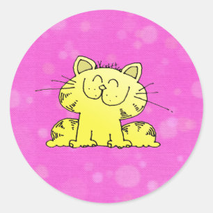 Cute Kitten Roze Room Ronde Sticker